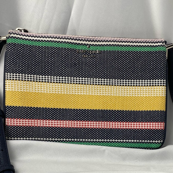 Kate Spade Jackson Boardwalk Stripe Triple Gusset Crossbody - Picture 2 of 5